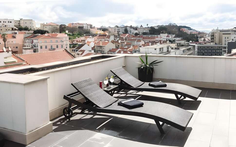 Ein Foto von der Terrasse im Hotel Lisboa