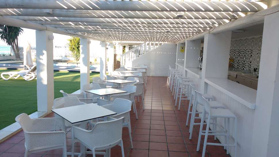 Ein Foto von der Terrasse im Hotel Santa Rosa
