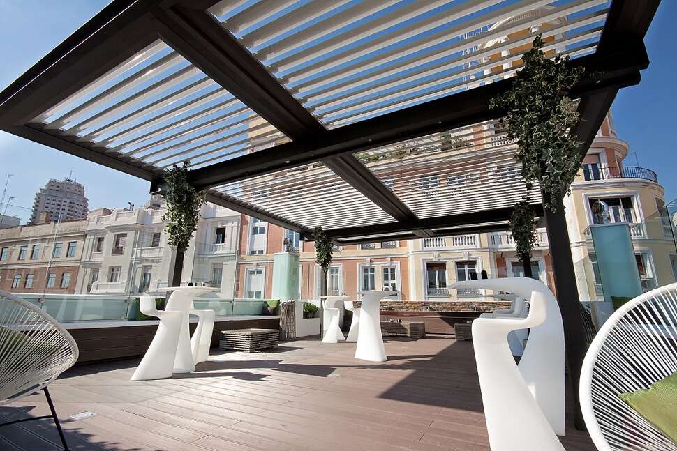 Ein Foto von der Terrasse im Hotel Mayorazgo