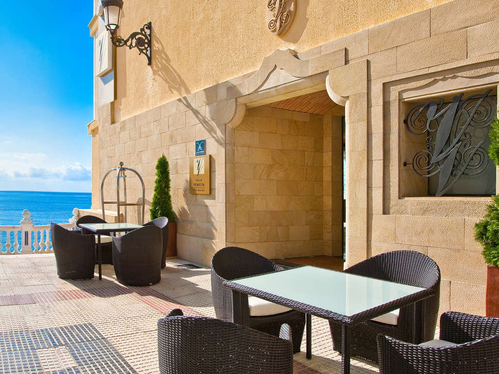 Ein Foto von der Terrasse im Villa Venecia Hotel Boutique Gourmet