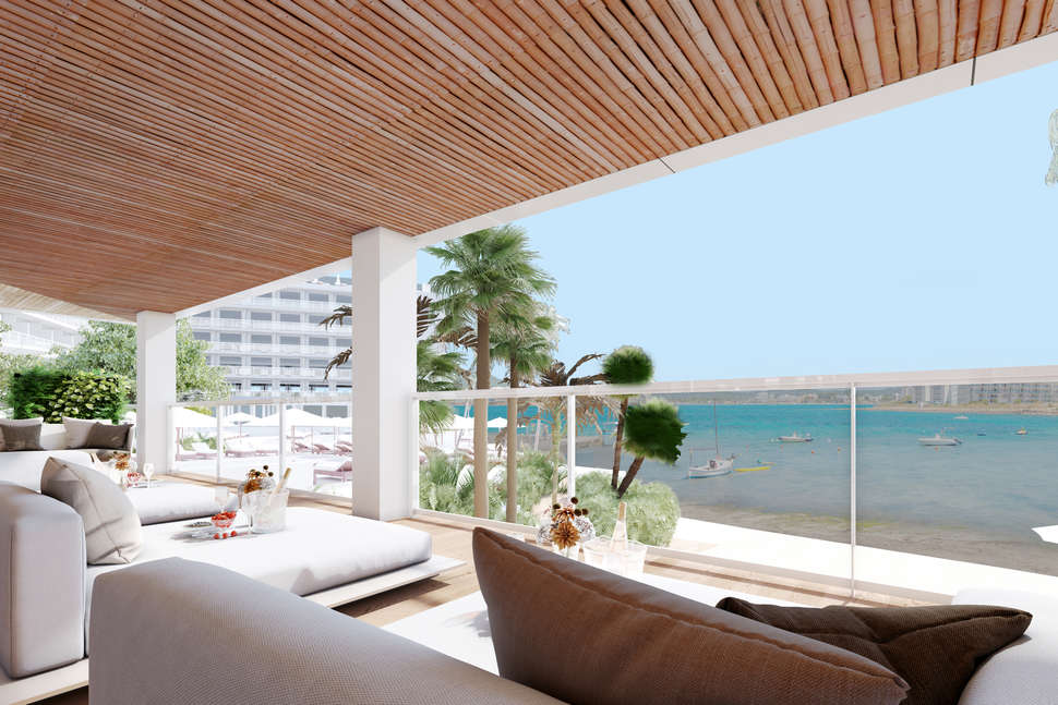 Ein Foto von der Terrasse im Amare Beach Hotel Ibiza