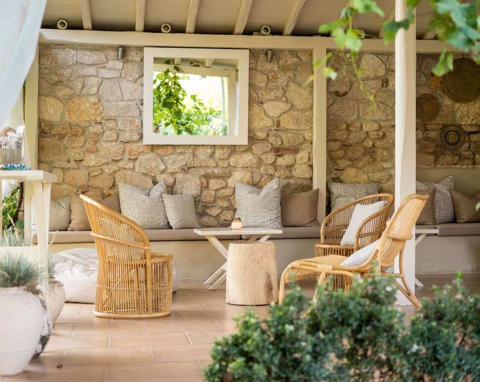 Ein Foto von der Terrasse im Petrino Eco Village