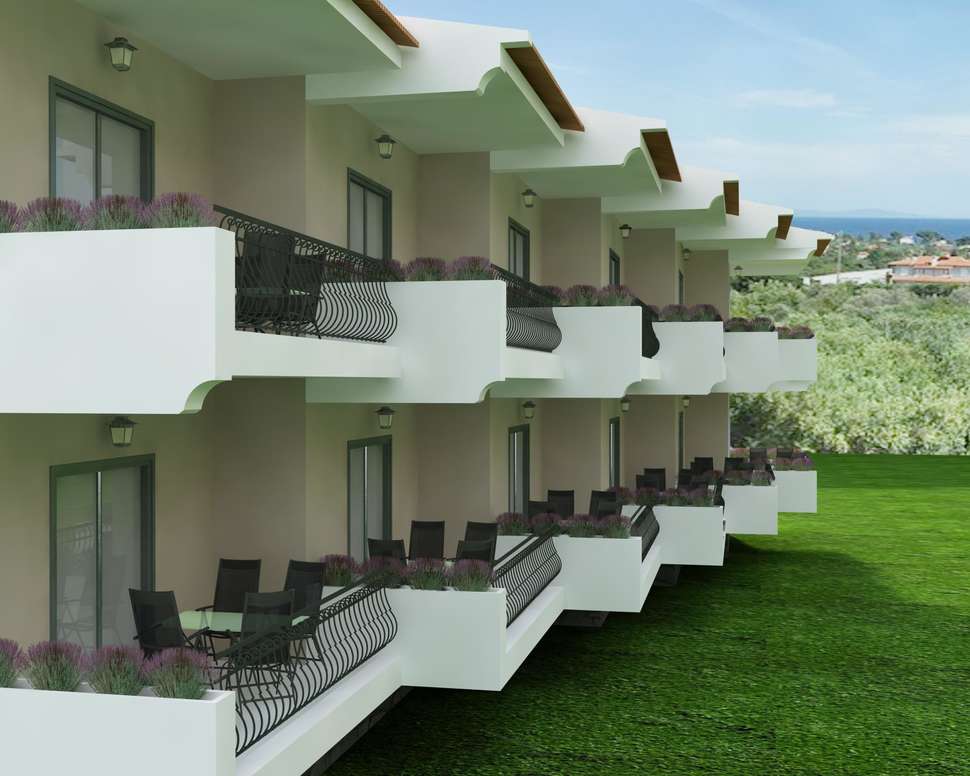 Ein Foto von der Außenansicht des Asteris Village