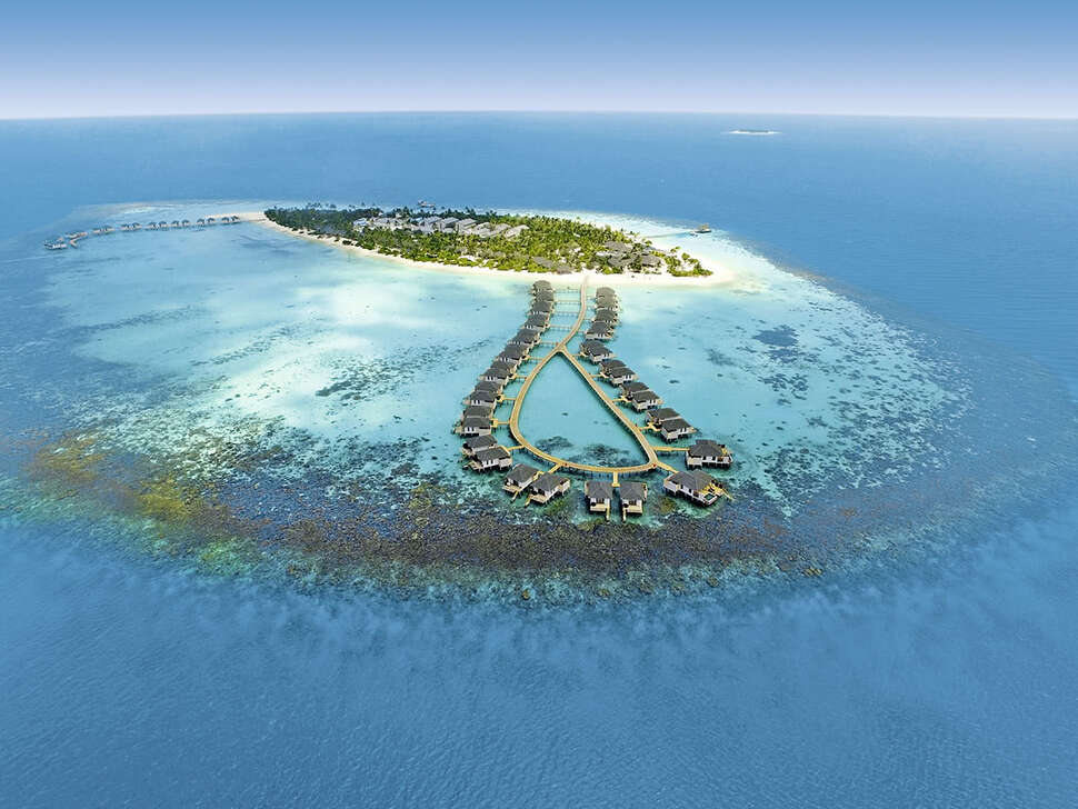 Een foto van een overzicht van NH Collection Maldives Havodda Resort