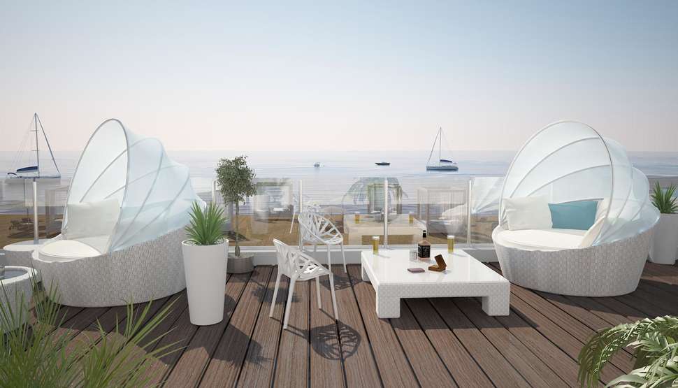 Ein Foto von der Terrasse im The King Evelthon Beach Hotel & Resort