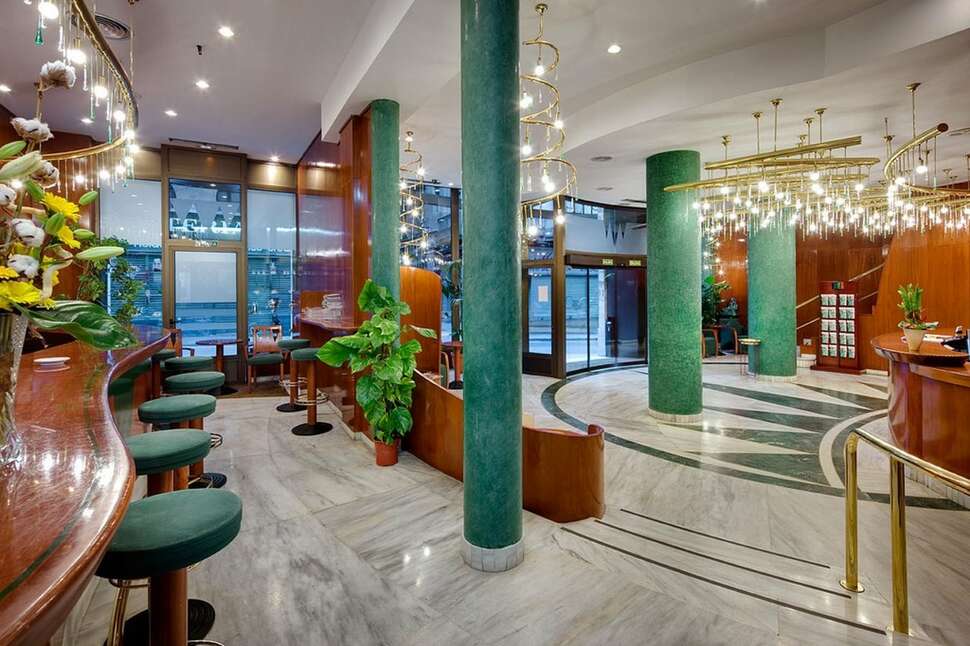 Een foto van het interieur van Hotel Gotico