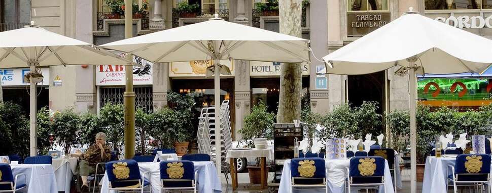 Ein Foto von der Terrasse im Ramblas Hotel Barcelona