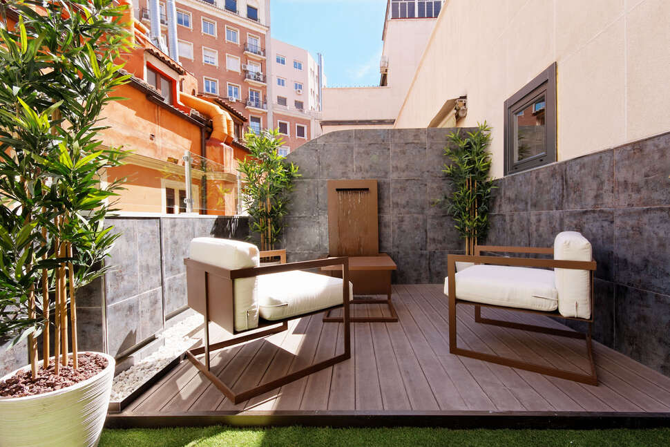 Ein Foto von der Terrasse im Hotel Mayorazgo