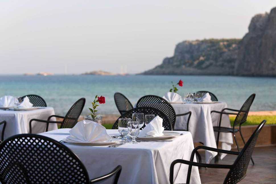 Ein Foto von der Terrasse im Lindian Dream Seaside Resort