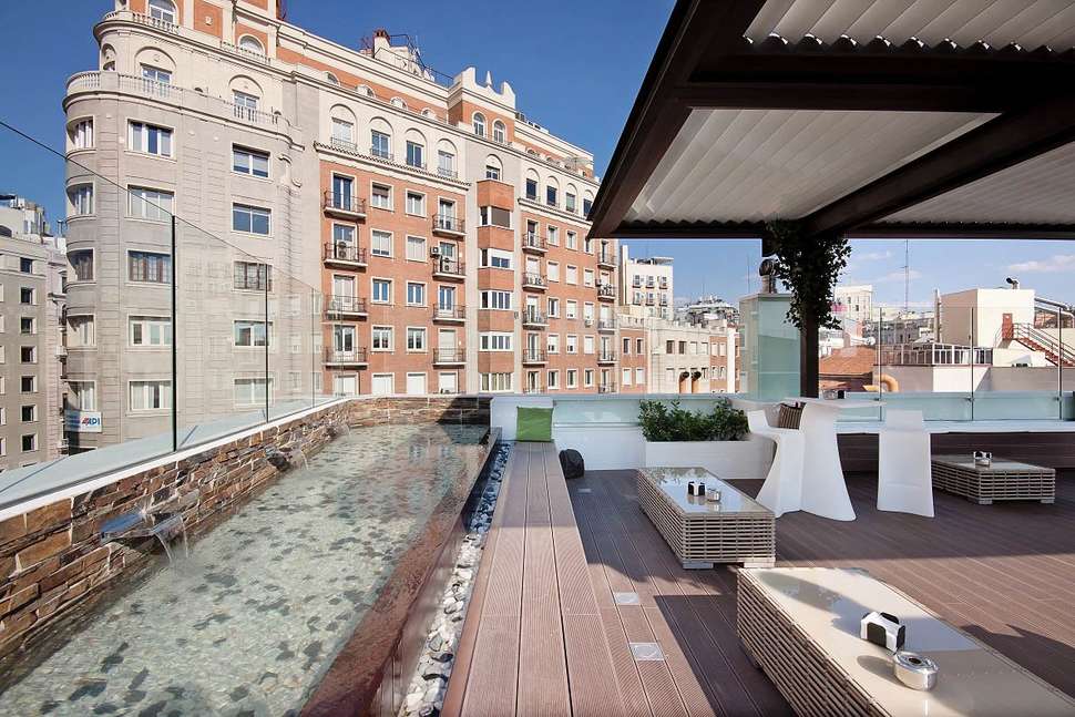 Ein Foto von der Terrasse im Hotel Mayorazgo