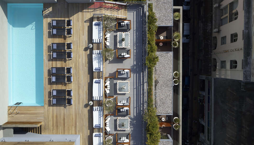 Ein Foto von der Terrasse im Fresh Hotel