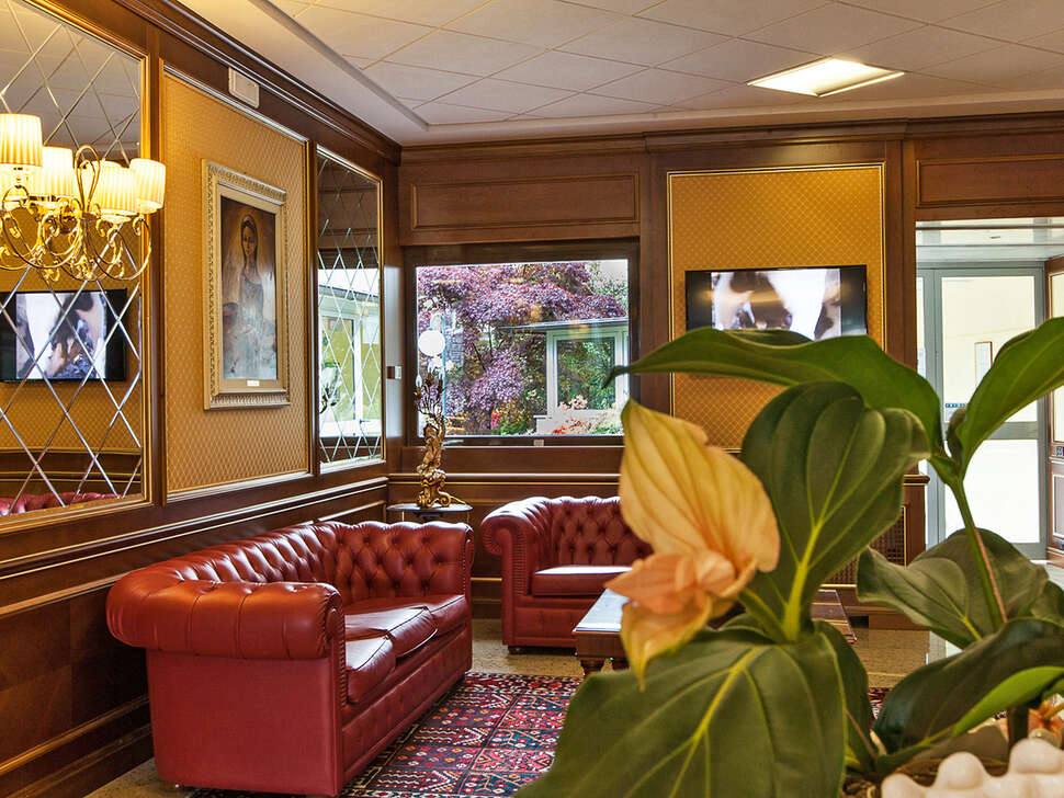 Een foto van het interieur van Hotel Il Chiostro