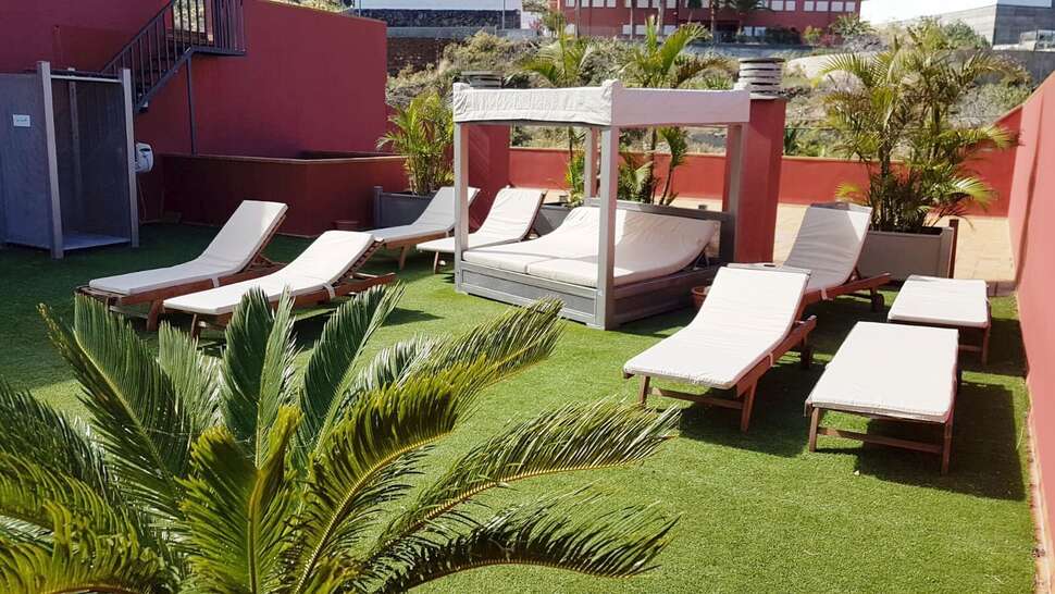 Ein Foto von der Terrasse im Hotel El Galeon