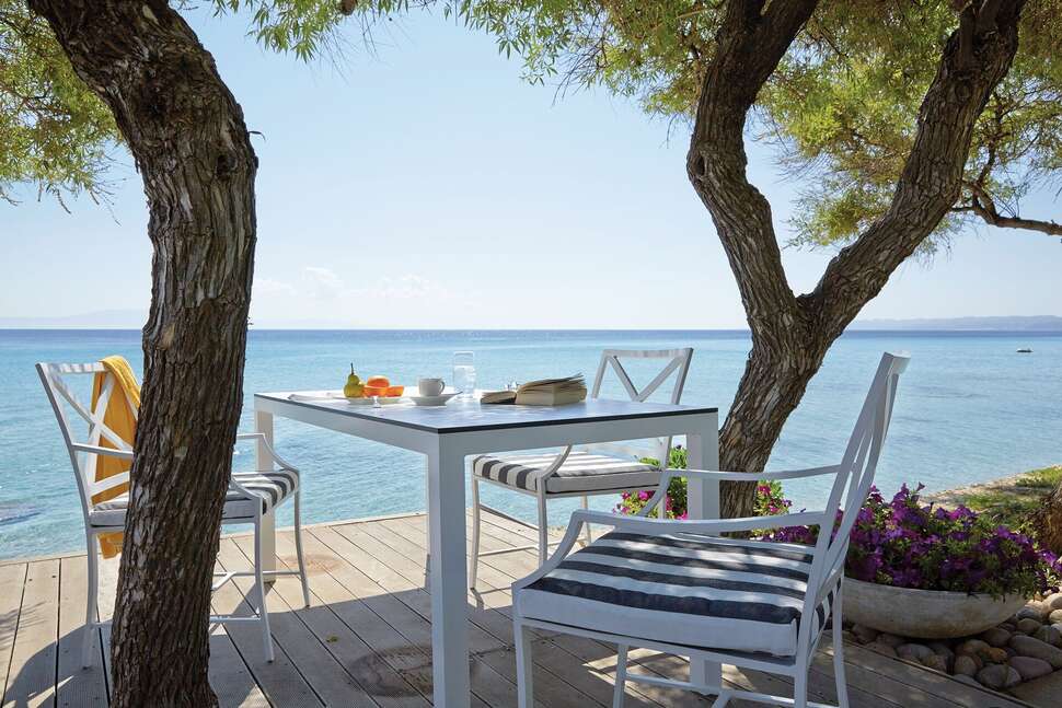 Een foto van het terras bij Afitis The Boutique Hotel