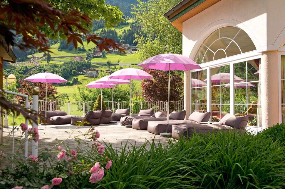 Ein Foto von der Terrasse im Landgut Zapfenhof