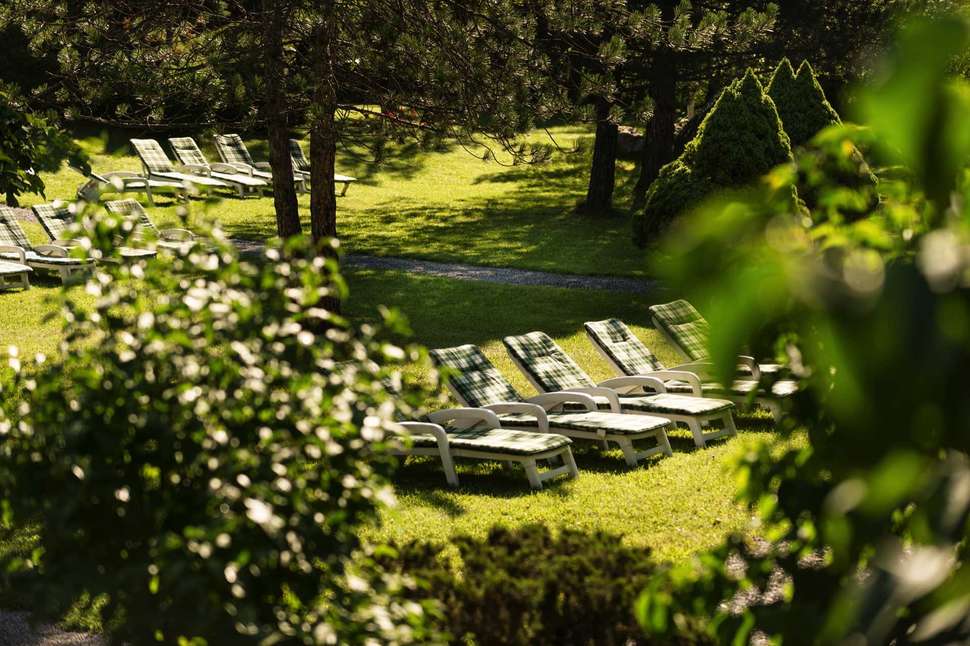 Ein Foto von der Terrasse im Hotel Palace Bad Hofgastein