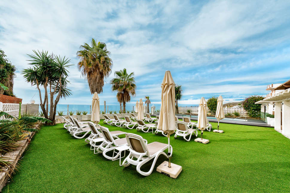 Ein Foto von der Terrasse im Hotel Santa Rosa