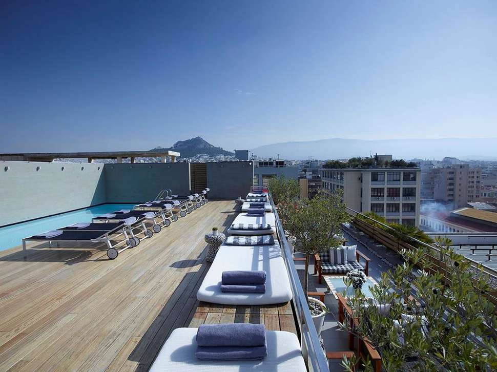Ein Foto von der Terrasse im Fresh Hotel