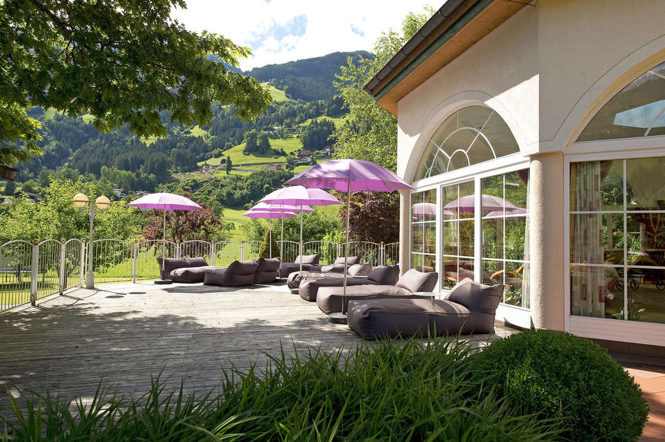 Ein Foto von der Terrasse im Landgut Zapfenhof