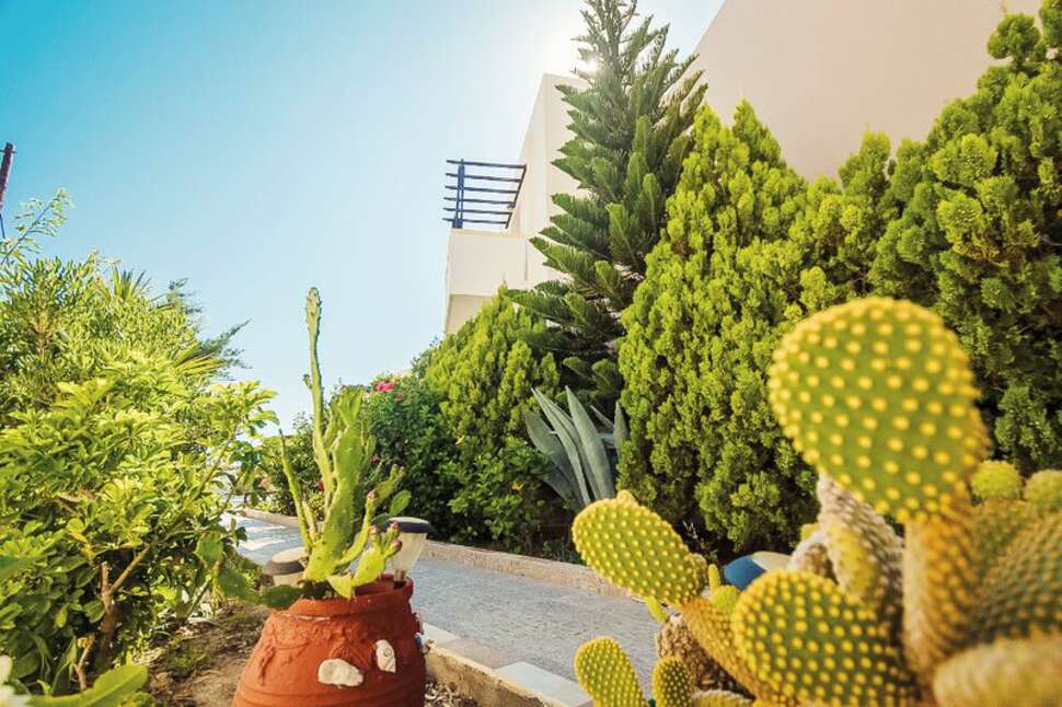 Een foto van het terras bij Arkasa Bay