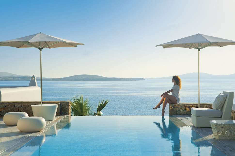 Een foto van het zwembad bij Mykonos Grand Hotel & Resort