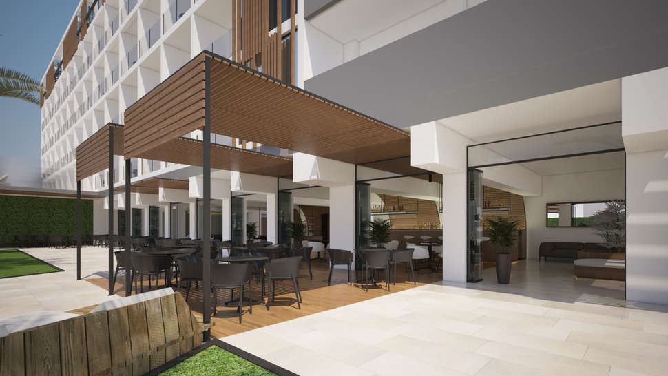 Een foto van het terras bij Hotel Bordoy Alcudia Port Suites