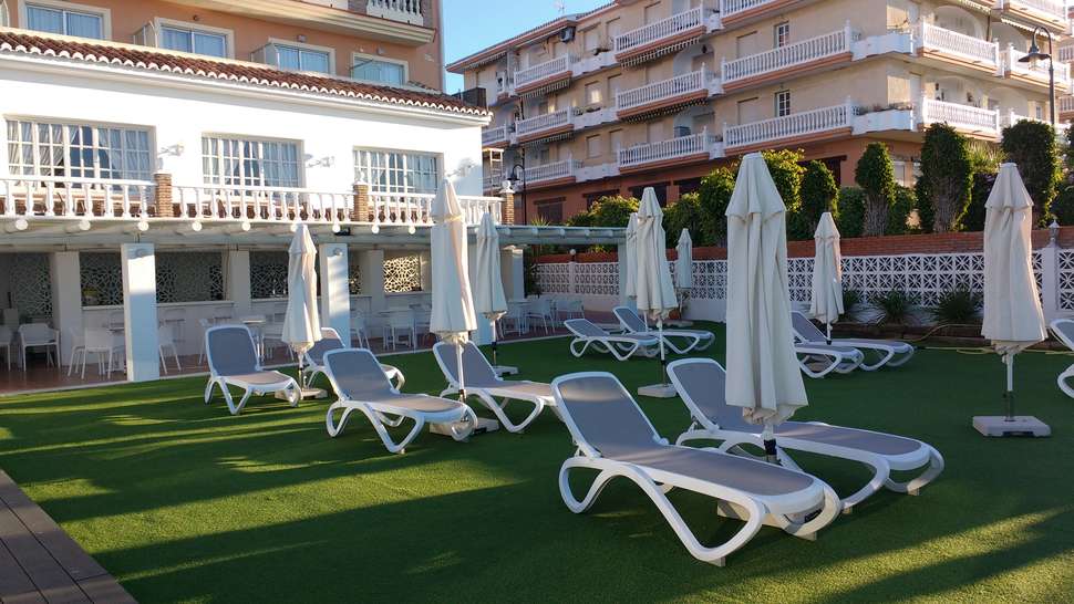 Ein Foto von der Terrasse im Hotel Santa Rosa