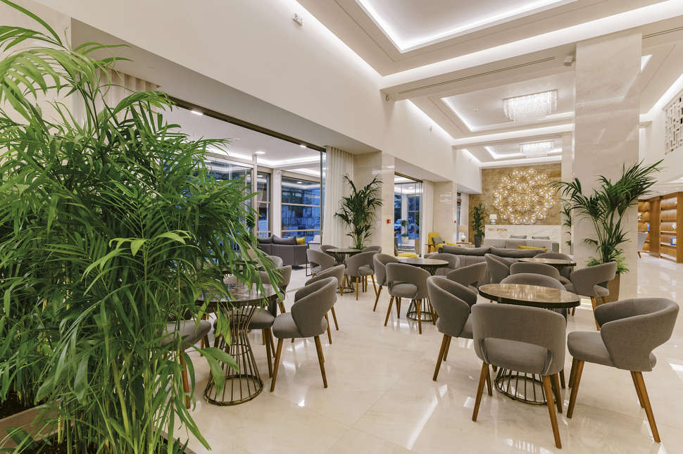 Een foto van het interieur van Acandia Hotel