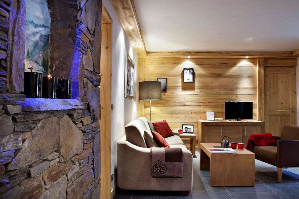 Een foto van het interieur van Les Chalets d'Angele Appartementen