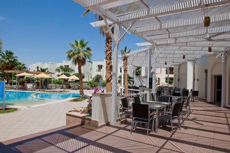 Een foto van het terras bij Amphoras Aqua