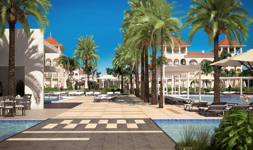 Een foto van het terras bij Riu Palace Mexico