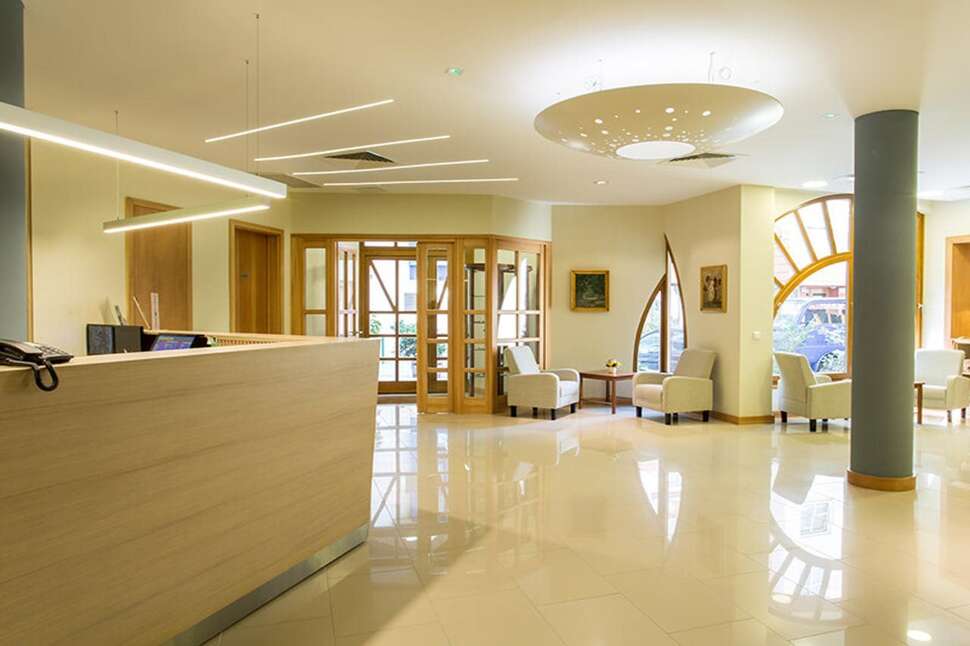 Een foto van het interieur van Corvin Hotel Corvin Wing