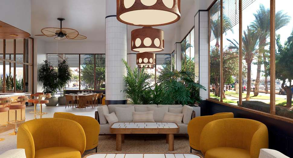 Een foto van het interieur van H10 Puerto Poniente