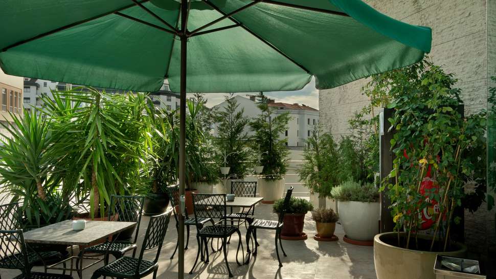 Een foto van het terras bij Hotel Santa Maria