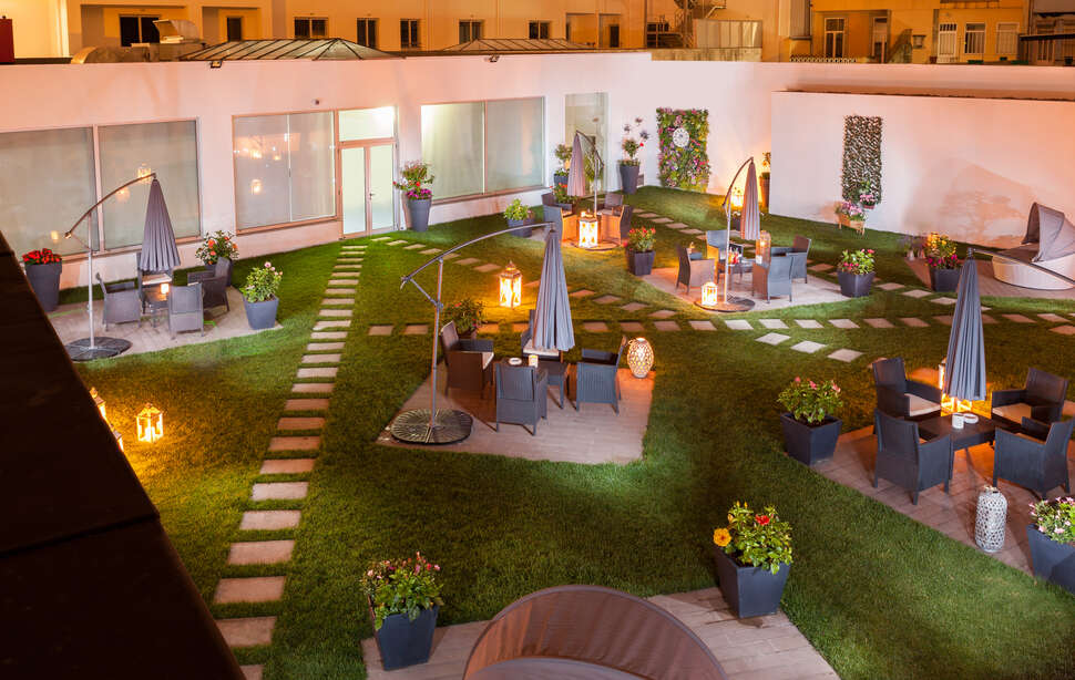 Ein Foto von der Terrasse im Hotel Cristal Porto