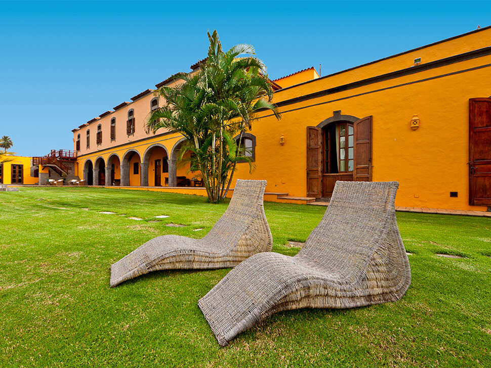 Een foto van het terras bij La Hacienda del Buen Suceso