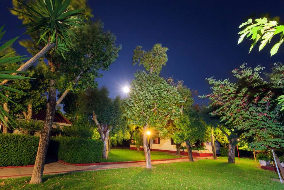 Een foto van het terras bij Alykes Park