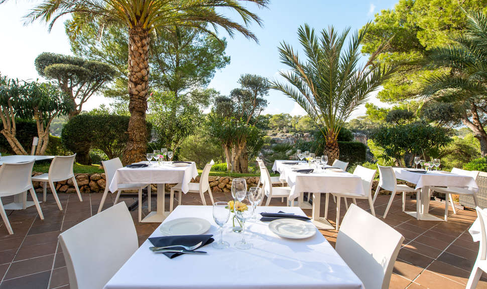 Een foto van het terras bij Ona Cala Pi Club Aparthotel