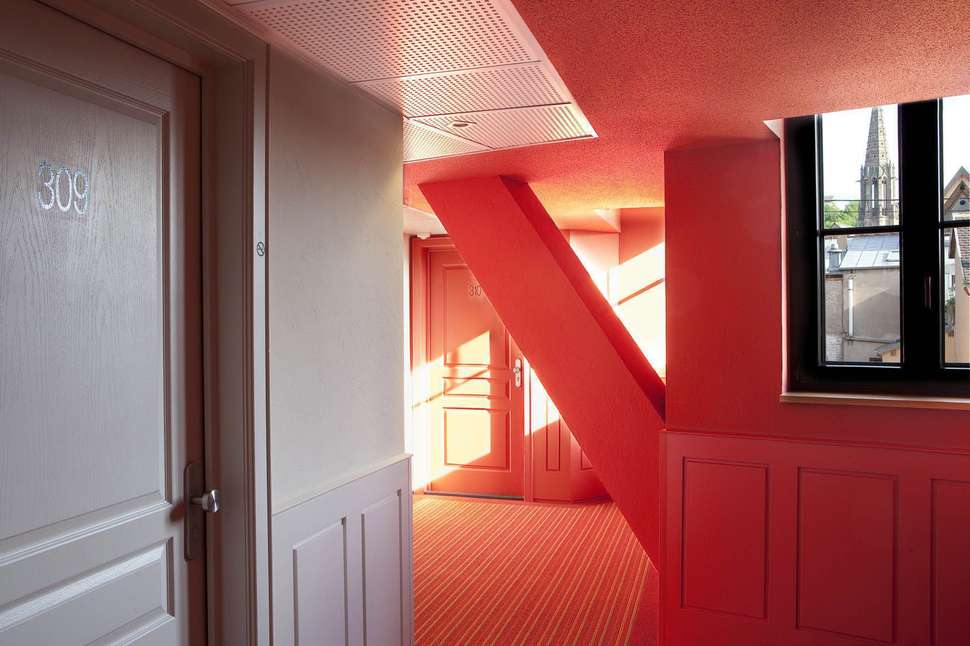 Een foto van het interieur van Hotel Le Colombier