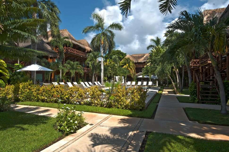 Een foto van het terras bij Hotel Boutique Magic Blue